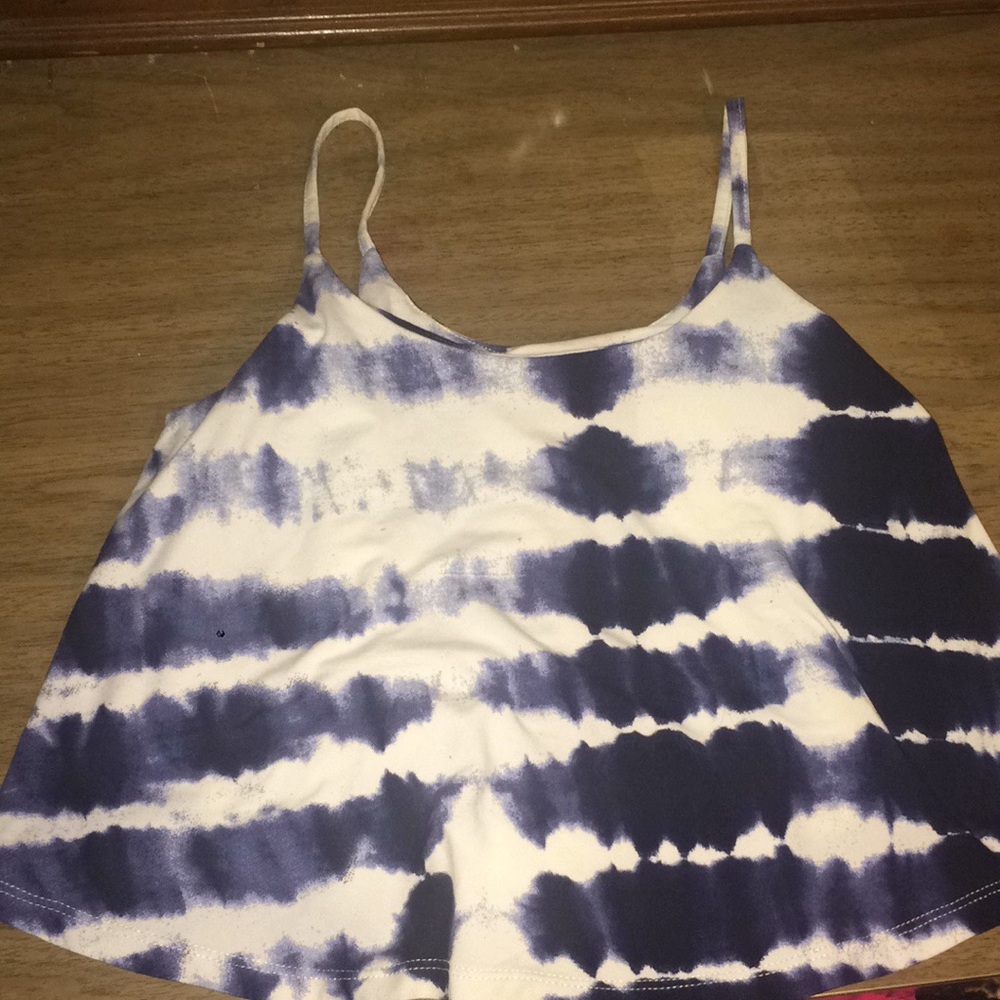 Blue and white crop top